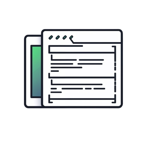 Icon of a web browser window with a green tab on a white background
