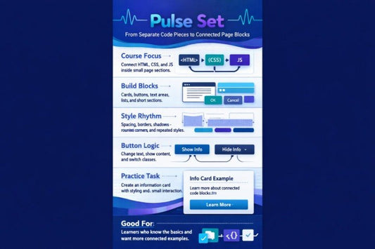 Pulse Set product description card on a blue background