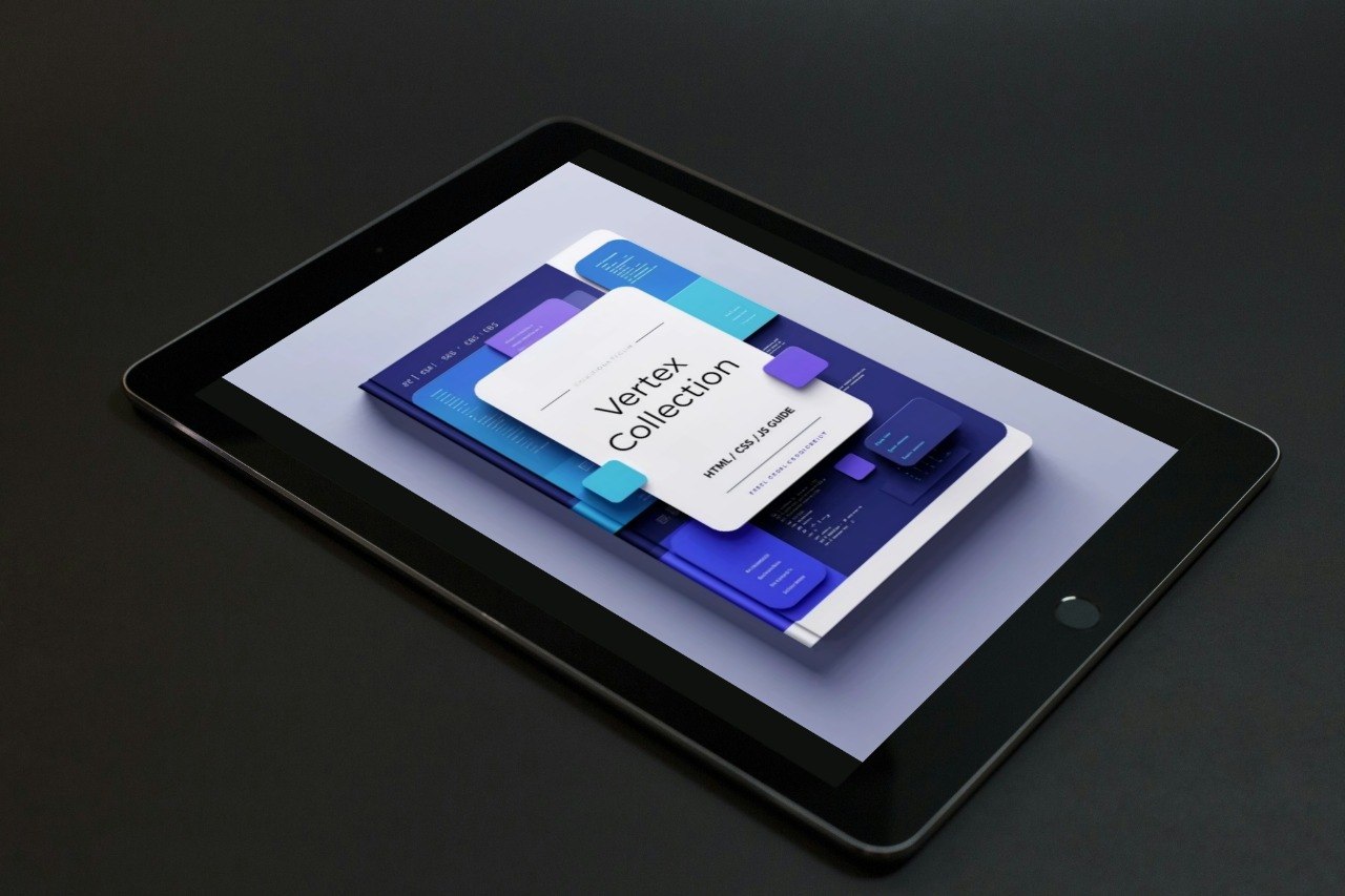 Tablet displaying a design software interface with 'Vertex Collection' on a dark background