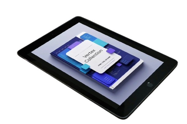 Tablet displaying a digital product on a white background